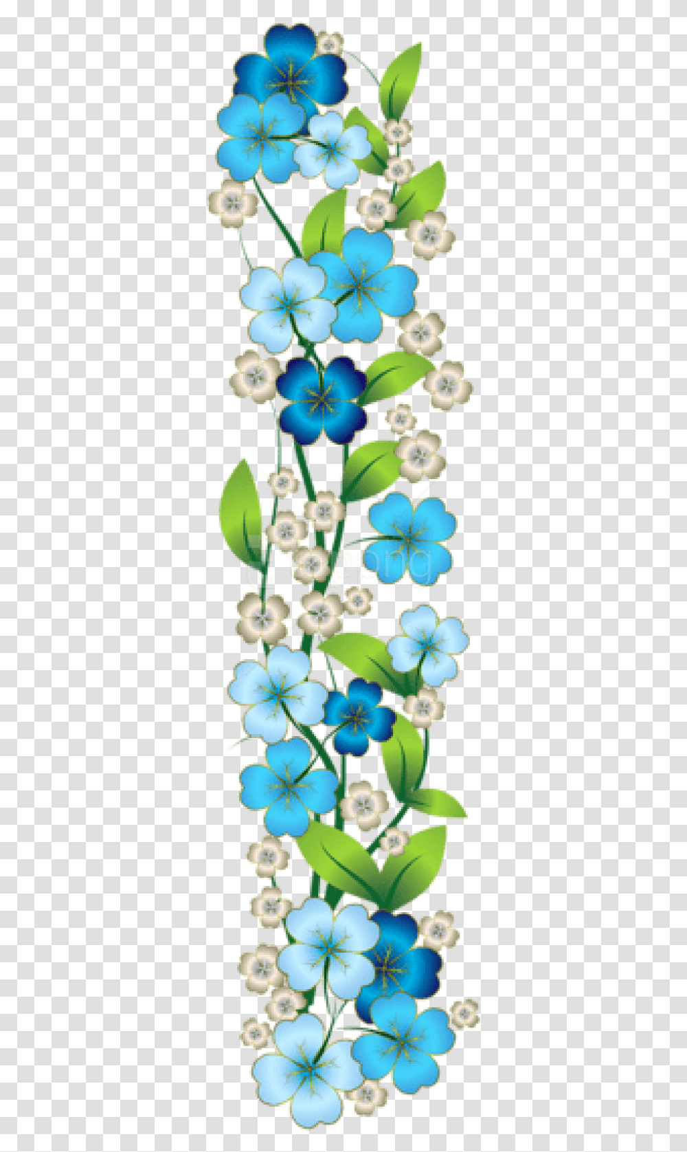 Free Download Blue Flower Decor Clipart Photo Blue Yellow Flower Border, Plant, Blossom, Petal, Geranium Transparent Png