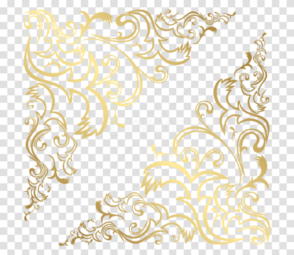 Free Download Corners Gold Clipart Portable Network Graphics, Floral Design, Pattern, Rug, Paisley Transparent Png