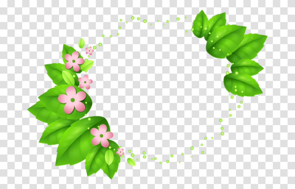 Free Download Green Spring Decor With Pink Flowers, Floral Design, Pattern Transparent Png