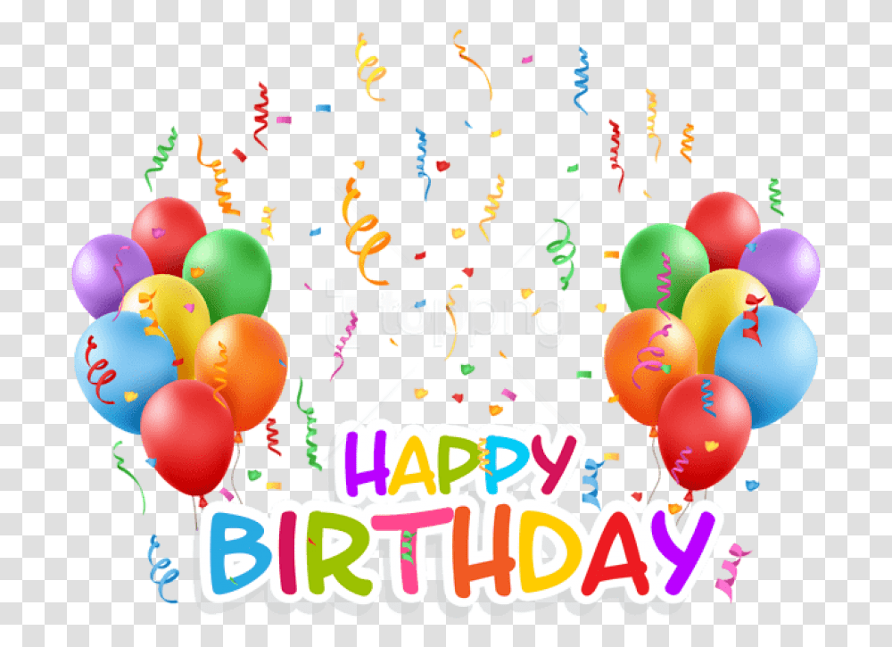 Free Download Happy Happy Birthday Ballon, Balloon, Paper, Confetti,  Transparent Png