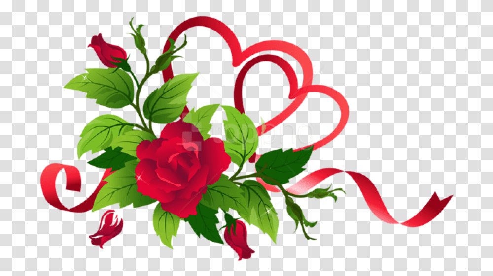 Free Download Hearts And Roses Decor Hearts And Roses, Floral Design, Pattern, Plant Transparent Png