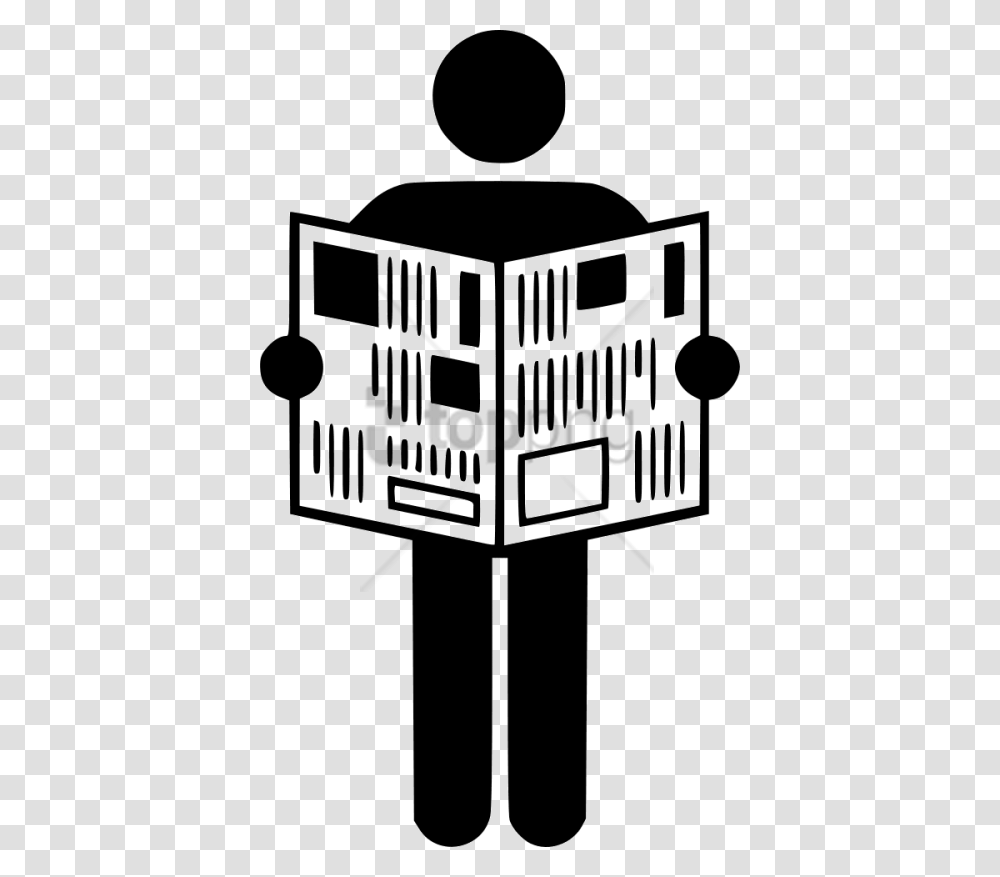 Free Download Man Reading Newspaper Icon Images Reading Newspaper Icon, Label, Stencil, Silhouette Transparent Png