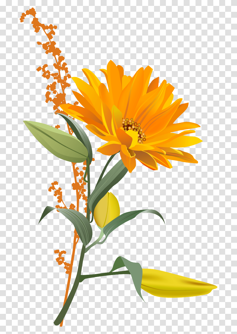Free Download Of Sunflower Icon Clipart Background Orange Flower, Plant, Blossom, Flower Arrangement, Flower Bouquet Transparent Png