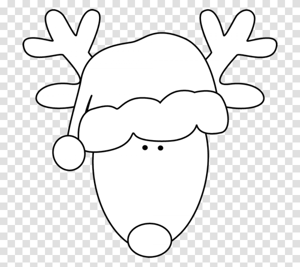 Free Download Santa Hatblack And White Images Reindeer Head Clipart Black And White, Stencil, Food, Animal, Mammal Transparent Png