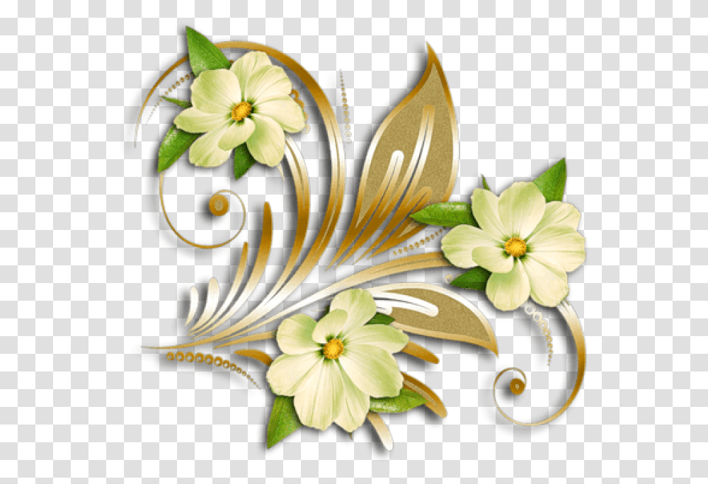 Free Download Yellow Flowers Gold Ornament Clipart, Floral Design, Pattern Transparent Png