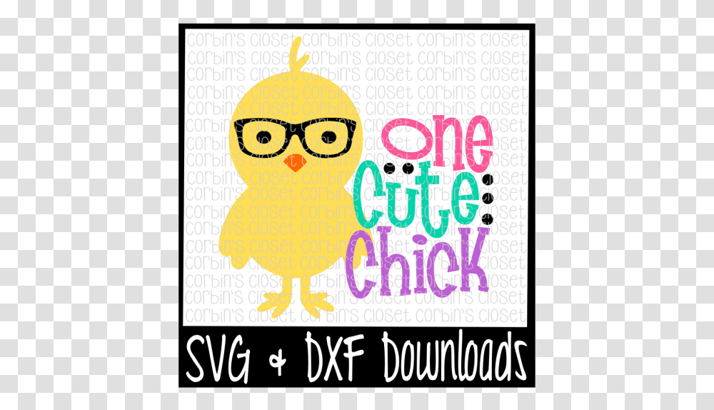 Free Easter Svg One Cute Chick Easter Chick Cut Cartoon, Word, Sunglasses, Advertisement Transparent Png