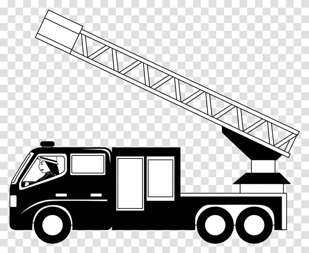 Free Fire Truck Silhouette Download Clip Art Fire Engine Images Black And White, Vehicle, Transportation, Trailer Truck Transparent Png