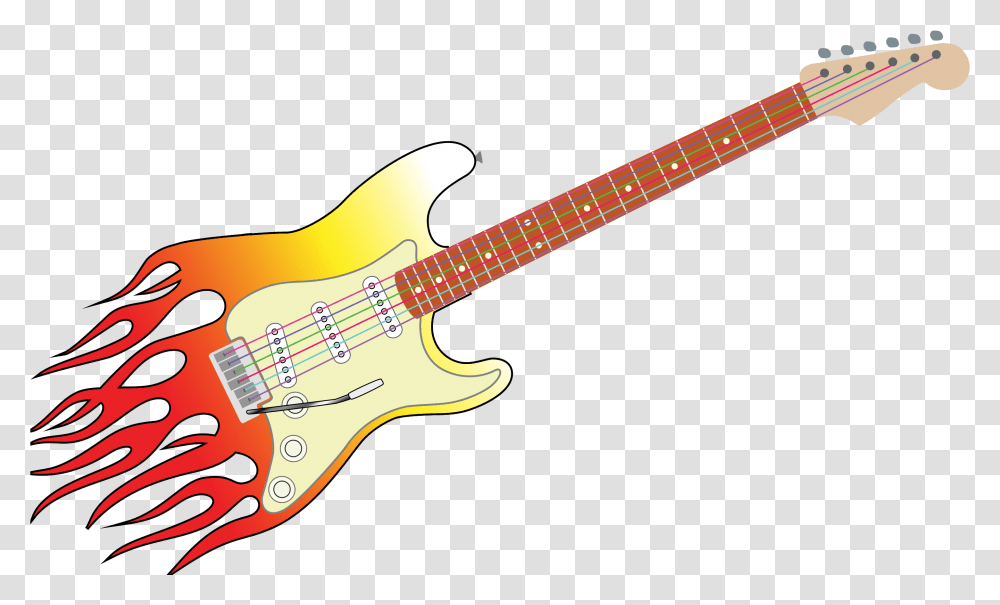 Free Flames Guitar With Horizontal, Electric Guitar, Leisure Activities, Musical Instrument, Bass Guitar Transparent Png