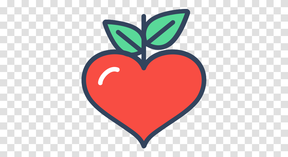 Free Flat Line Heart With Background Fresh, Plant, Food, Apple, Fruit Transparent Png