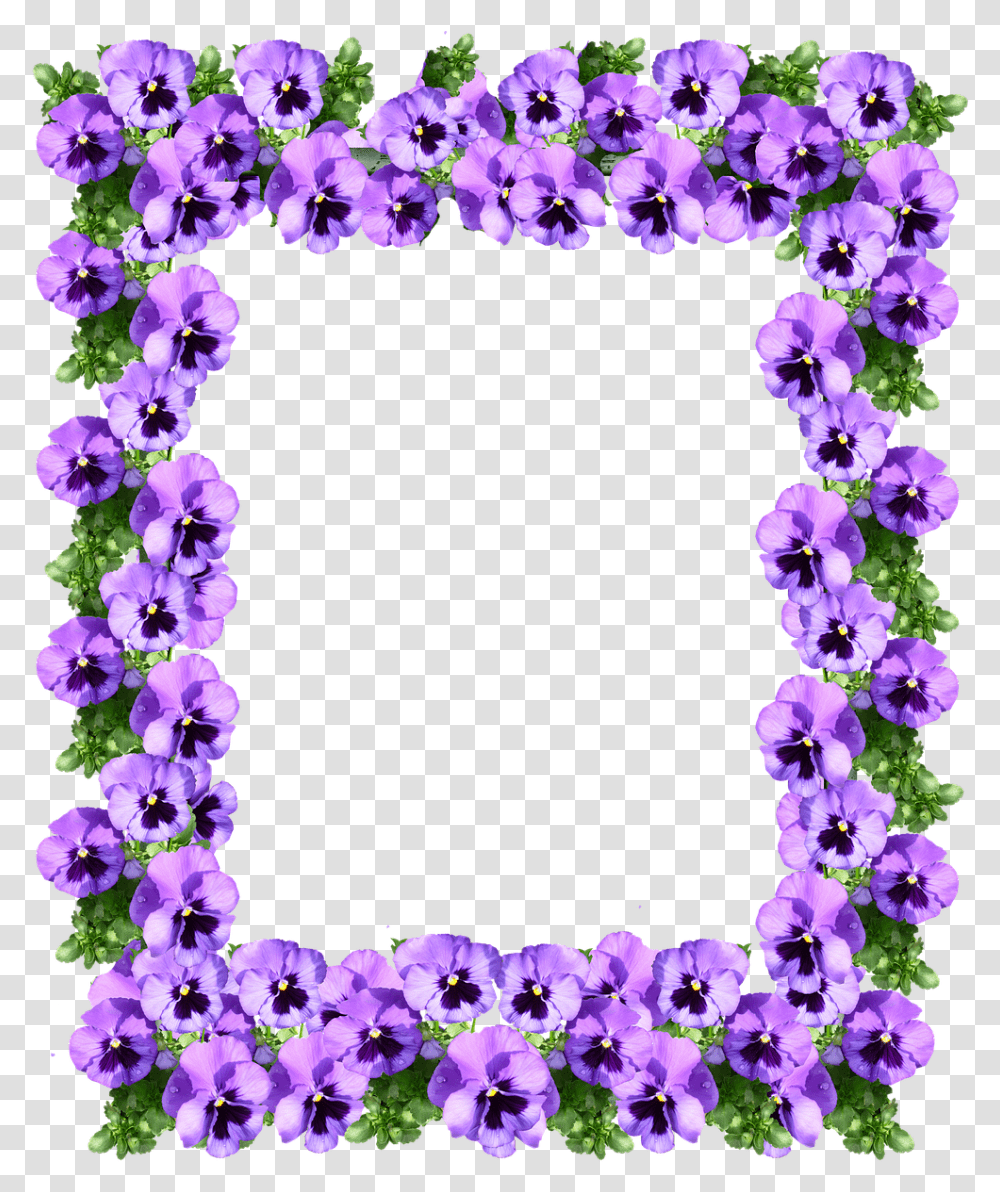 Free Floral Borders Flower Border Designs Purple, Plant, Blossom, Petal, Wreath Transparent Png
