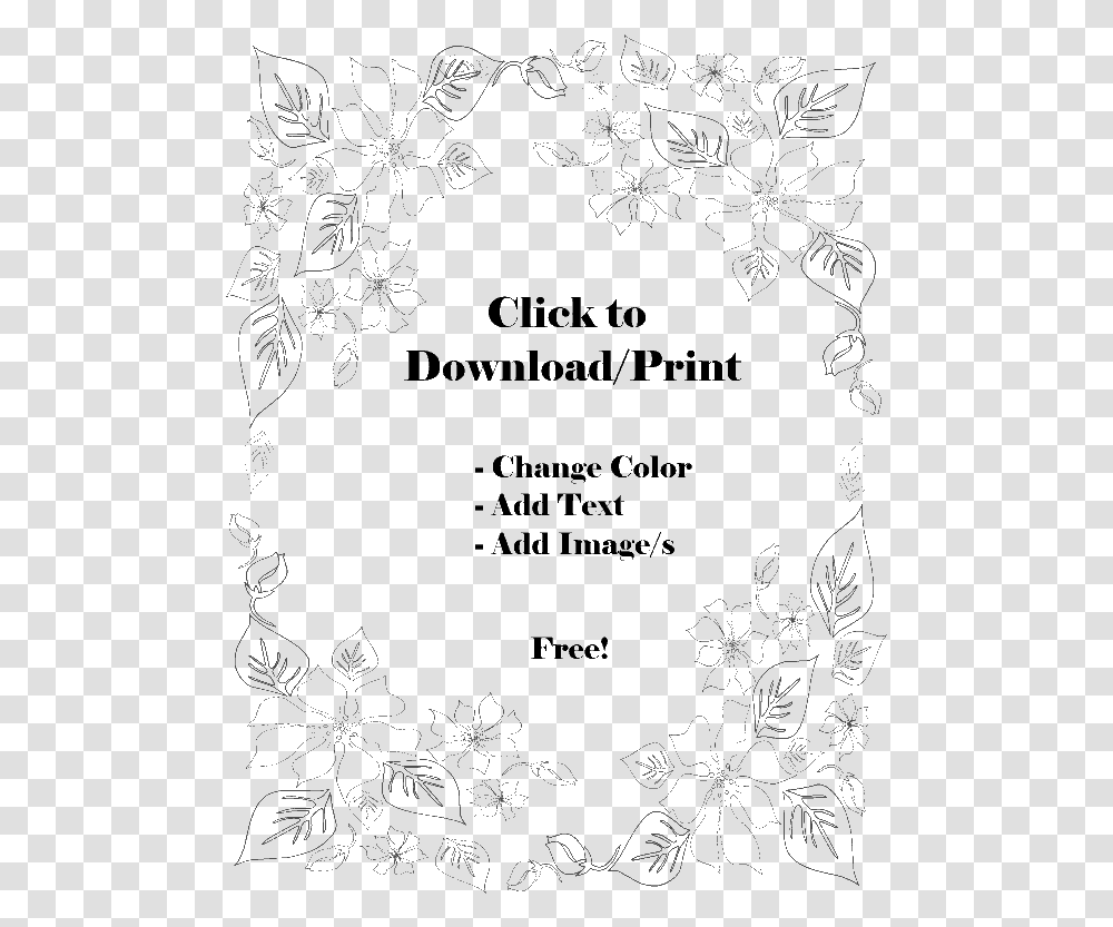 Free Flower Border Template Personal & Commercial Use Line Art, Poster, Advertisement, Flyer, Paper Transparent Png