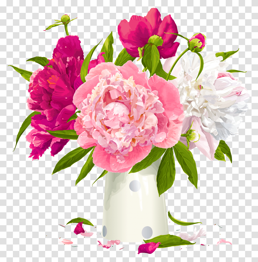Free Flowers In A Vase Download Clip Art Vase Of Flower Clipart, Plant, Blossom, Peony, Flower Arrangement Transparent Png