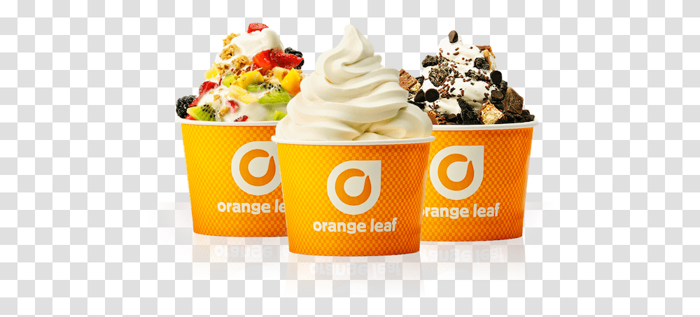 Free Frozen Yogurt Frozen Yogurt Orange Leaf, Cream, Dessert, Food, Creme Transparent Png