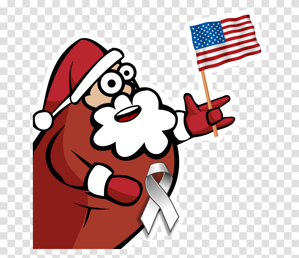 Free Funny Looking Santa Holding An American Flag Clip Weird Christmas Clipart, Symbol, Ice Pop, Hand Transparent Png