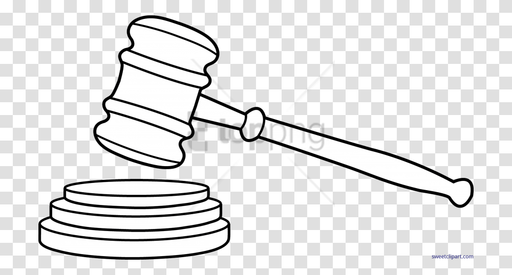 Free Gavel Drawing Images Background Judges Hammer Clipart Black And White, Tool, Soup Bowl Transparent Png