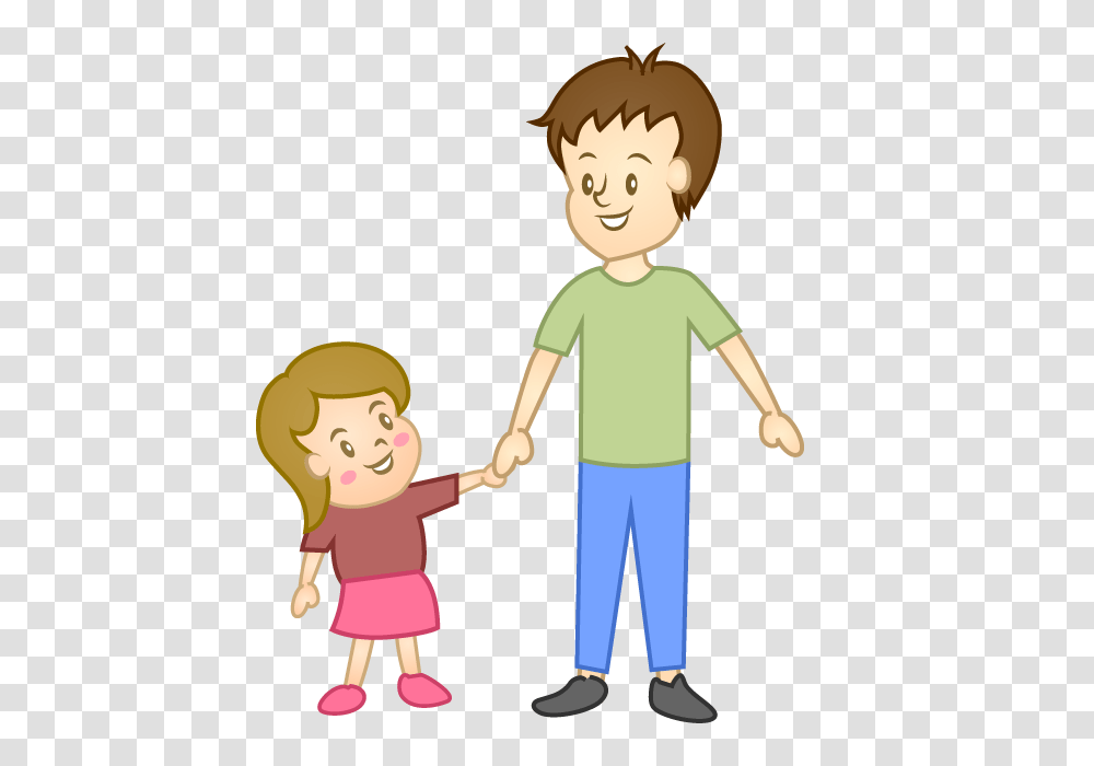 Free Girl And Dad Clipart Cartoon Clipart Graphics, Person, Human, People, Hand Transparent Png