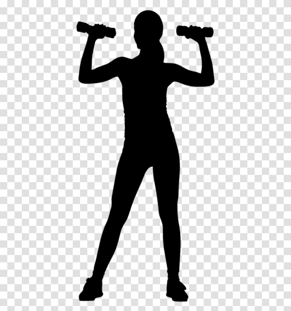 Free Girl With Dumbbells Silhouette Girl With Dumbbells Clipart, Gray, World Of Warcraft Transparent Png