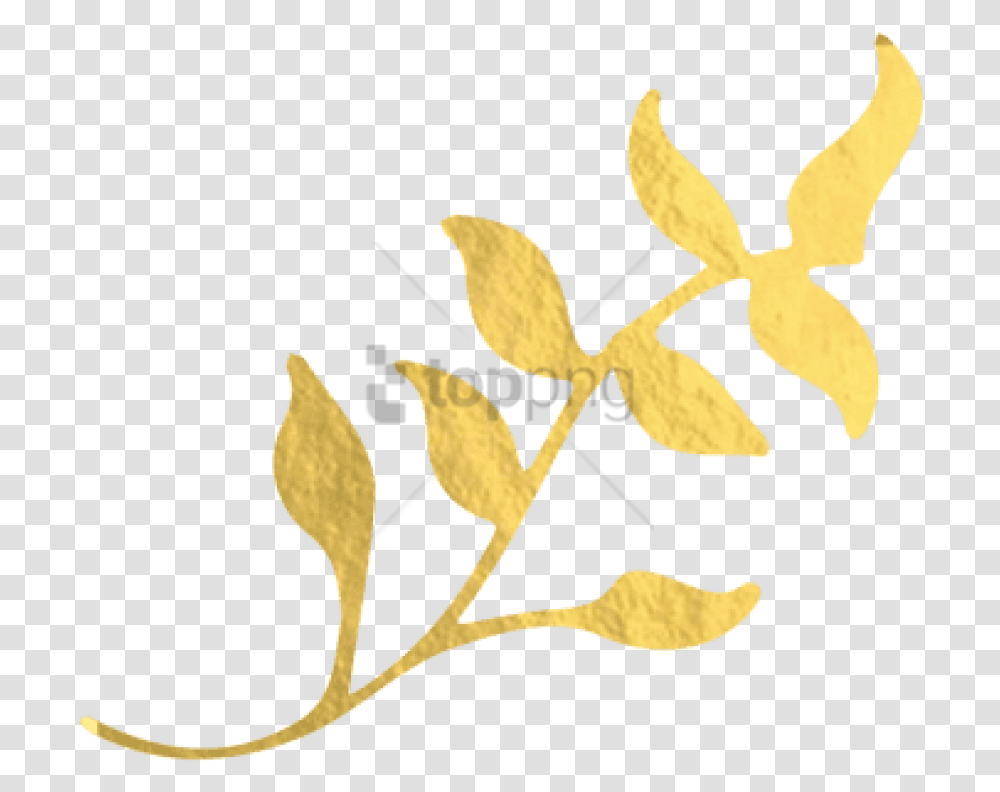 Free Gold Foil Leaf Image With Gold Leaves Background, Plant, Face, Flower Transparent Png