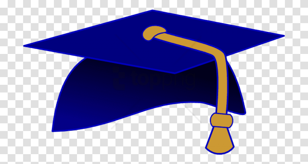 Free Gold Graduation Cap Graduation Cap Clipart Blue, Label, Text, Lighting, Tool Transparent Png