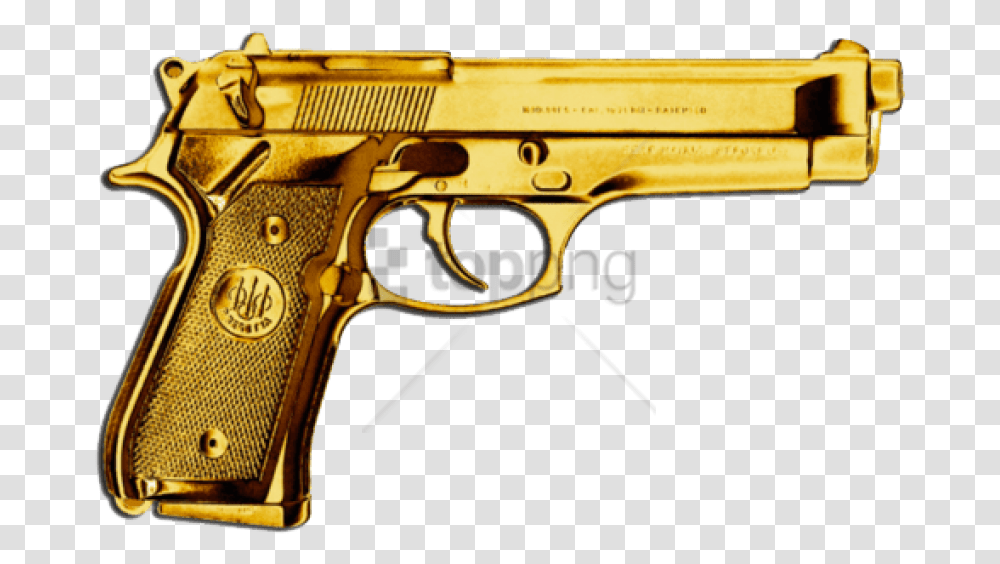 Free Gold Gun Image With Background Gold Gun Background, Weapon, Weaponry, Handgun Transparent Png