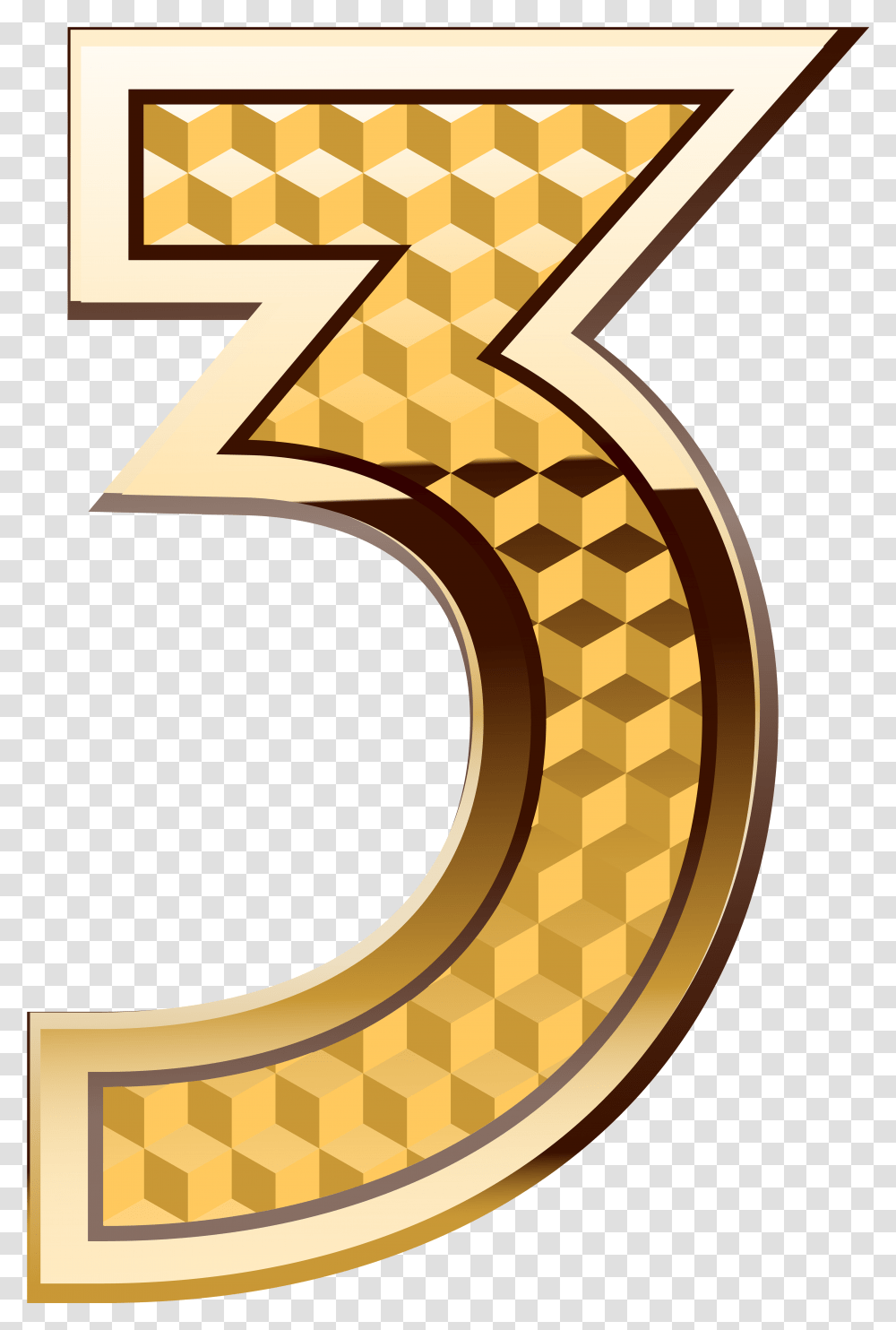 Free Gold Number Three Images Gold Three, Alphabet, Cross Transparent Png