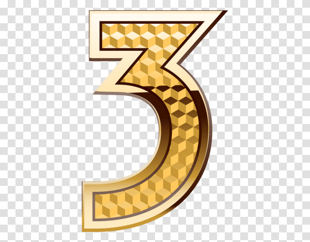 Free Gold Number Three Images Gold Three, Symbol, Text, Alphabet, Rug Transparent Png