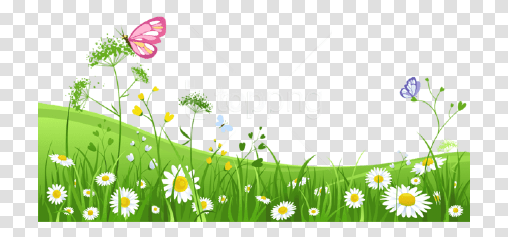 Free Grass With Butterfliespicture Images Grass Background Clipart, Green, Floral Design, Pattern Transparent Png