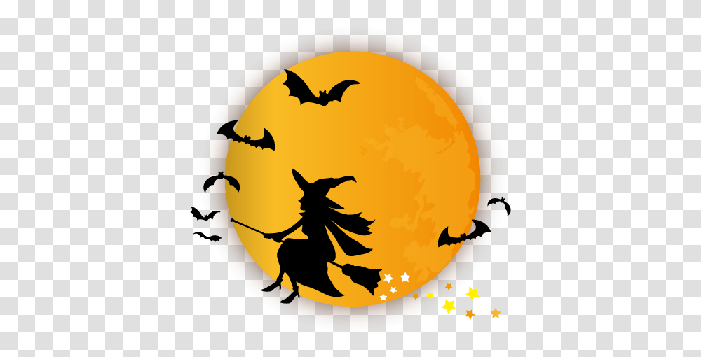 Free Halloween Download Halloween Luna Con Bruja, Bird, Animal, Painting, Art Transparent Png