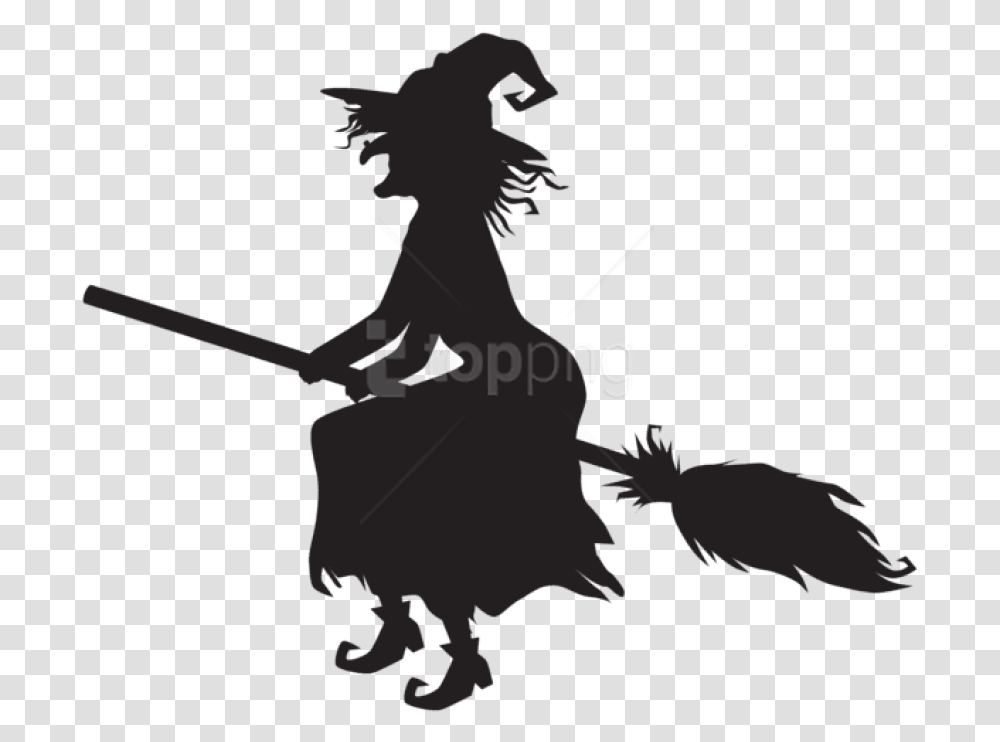 Free Halloween Witch And Broom Images Halloween Witch On Broomstick, Silhouette, Stencil, Ninja Transparent Png