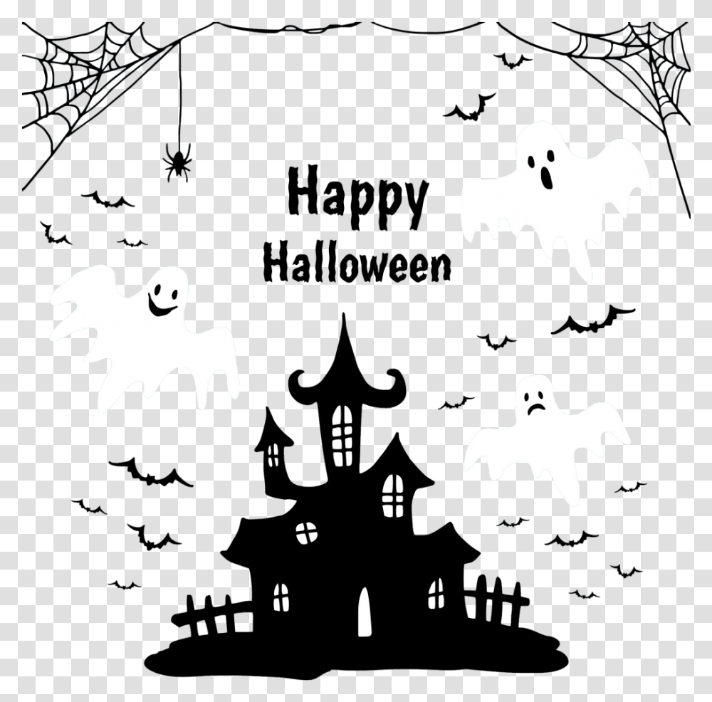 Free Happy Halloween Vector Free Vinilos Decorativos Halloween, Poster, Advertisement, Silhouette, Stencil Transparent Png