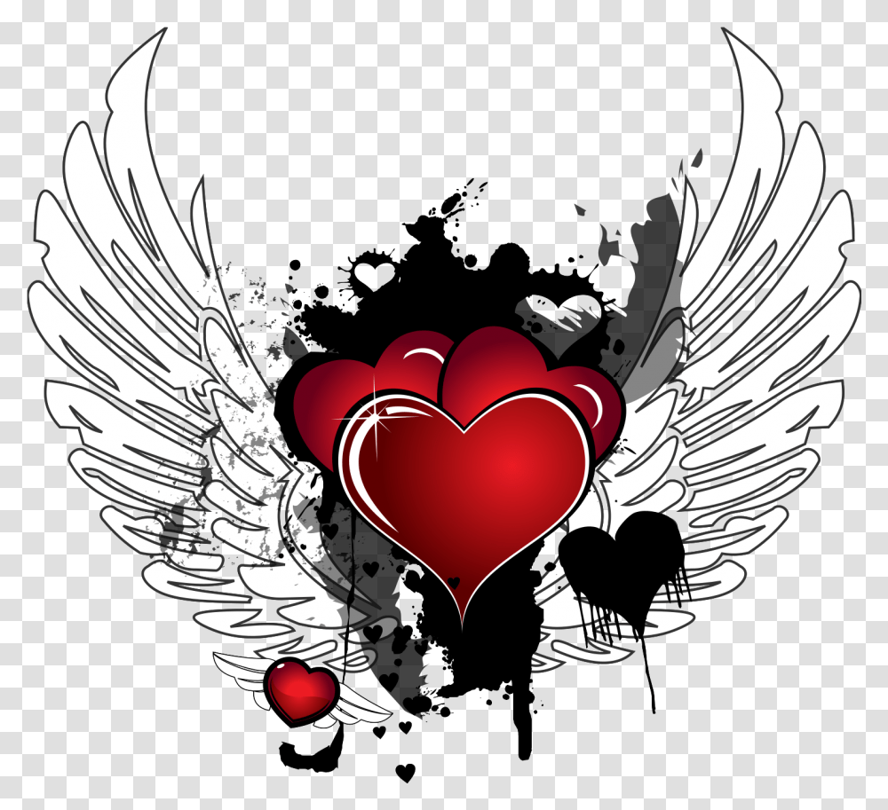 Free Heart With Wing 1187591 Black And White Fly Heart, Symbol, Bird, Animal, Emblem Transparent Png