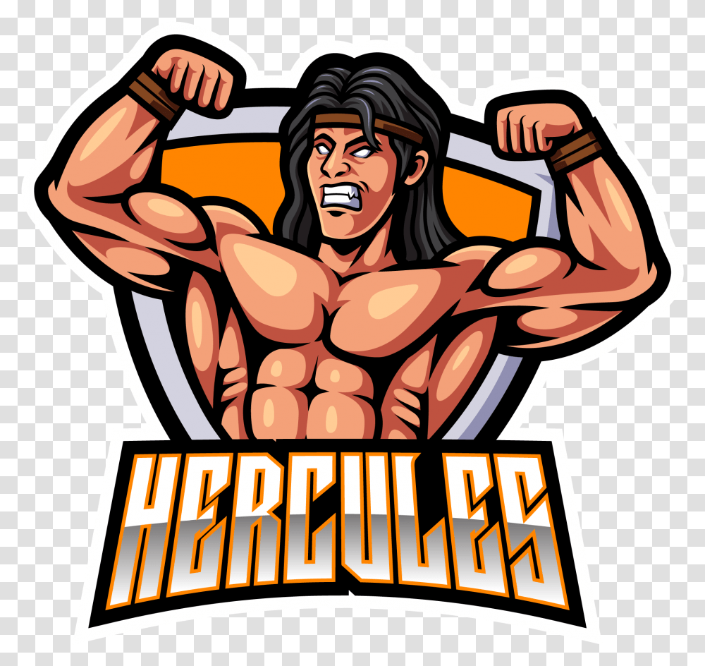 Free Hercule Mascot Logo Body Build Esport Logo, Advertisement, Poster, Flyer, Paper Transparent Png