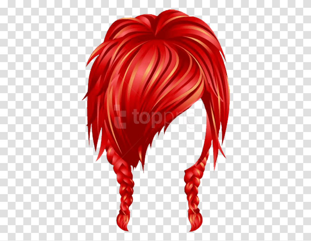 Free High School Spiky Pigtails Red Images Red Wig Clip Art, Apparel, Hat Transparent Png