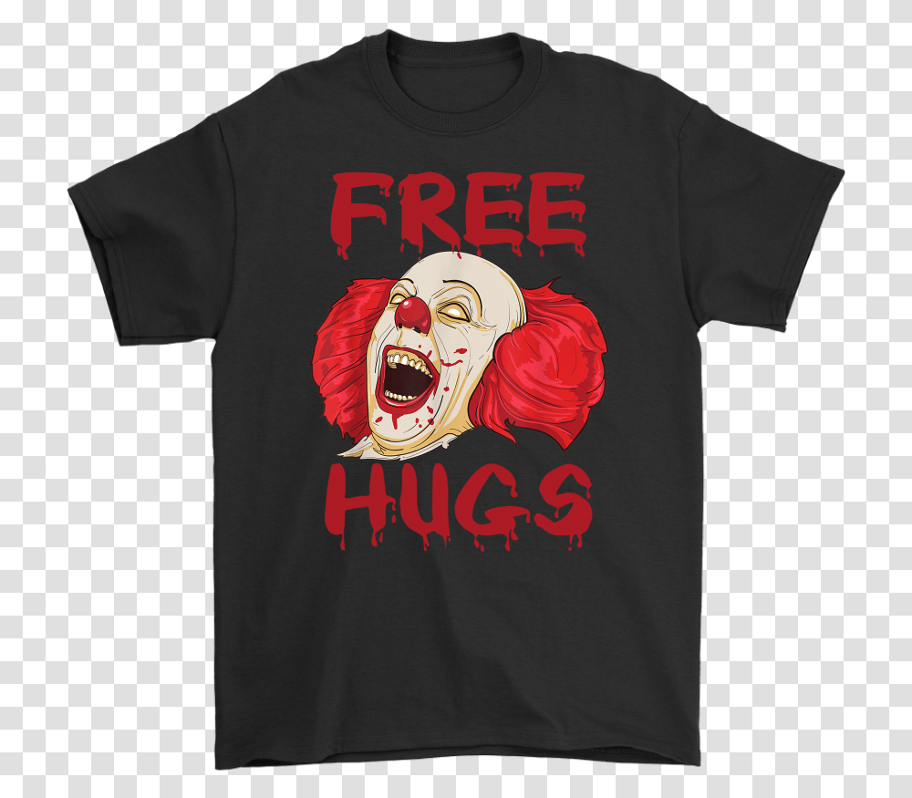 Free Hugs Evil Killer Scary Clown Halloween T Shirt Billie Eilish T Shirt, Apparel, T-Shirt, Plant Transparent Png