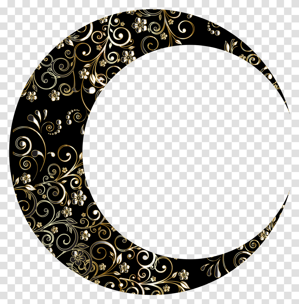 Free Icons Design Of Gold Floral Crescent Moon Art, Pattern, Floral Design, Graphics, Text Transparent Png