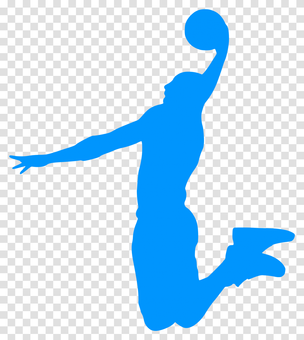 Free Icons Design Of Silhouette Basketball Players Clipart Blue, Person, Human, Graphics, Leisure Activities Transparent Png