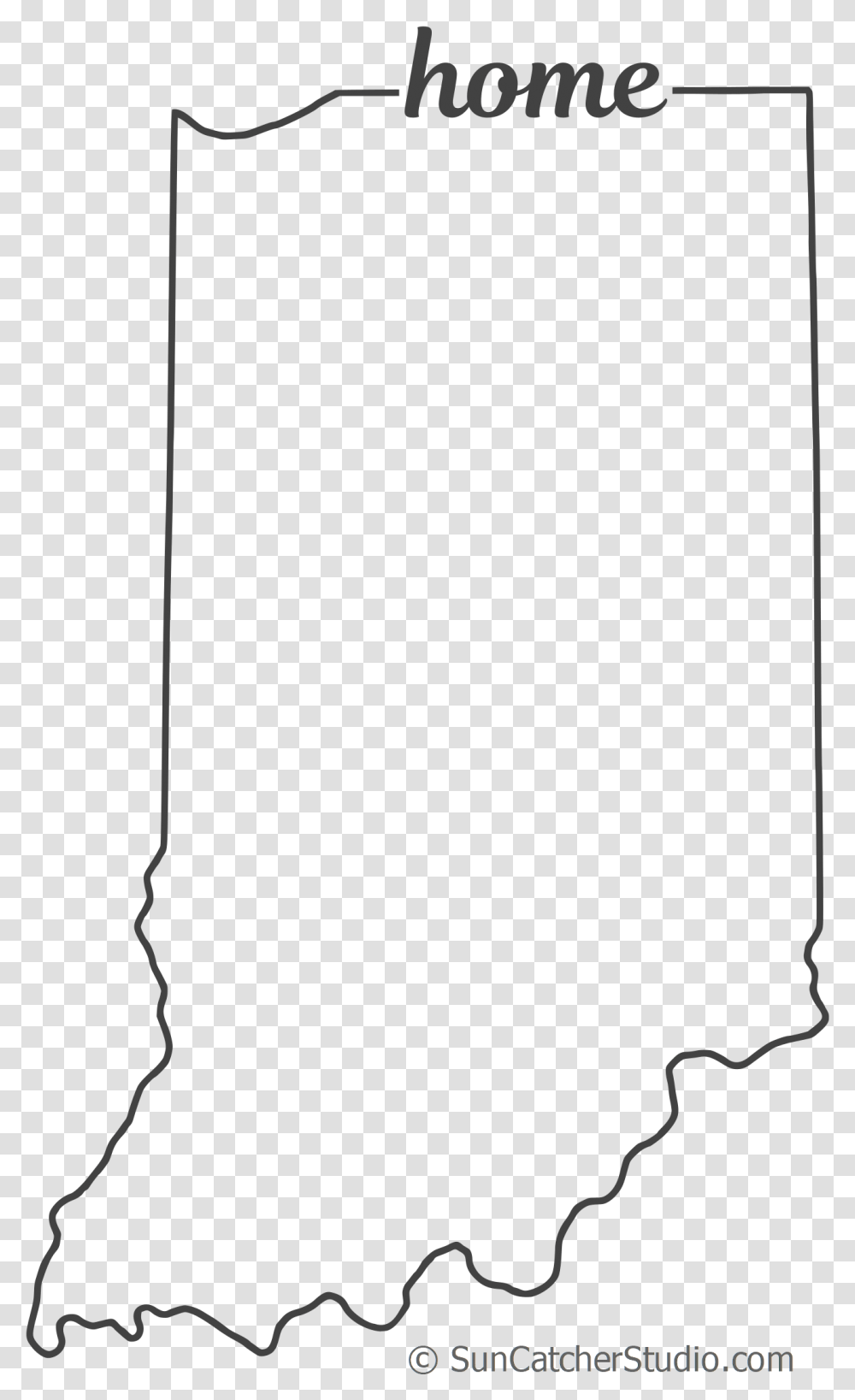 Free Indiana Outline With Home On Border Cricut Or Line Art, Electronics, Plot, Screen Transparent Png