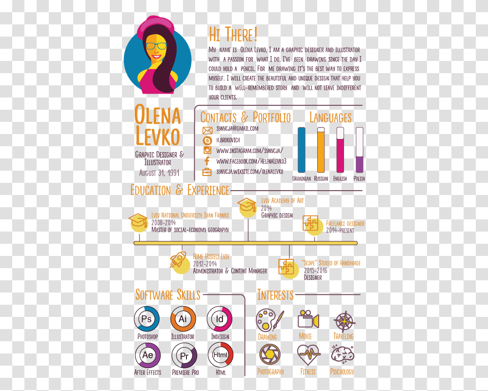 Free Infographic Resume Template Art, Text, Poster, Advertisement, Flyer Transparent Png