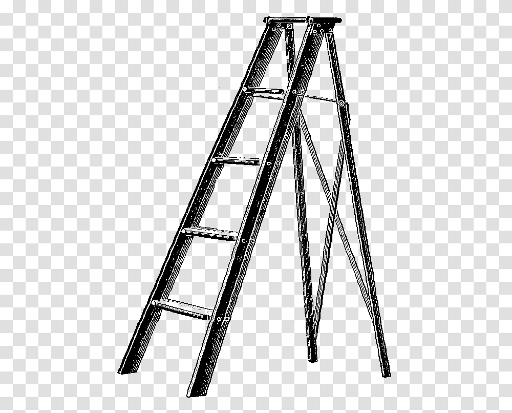 Free Ladder Digital Stamp 1913 Step Ladder Illustrationladder Monochrome, Tripod, Light, Telescope Transparent Png