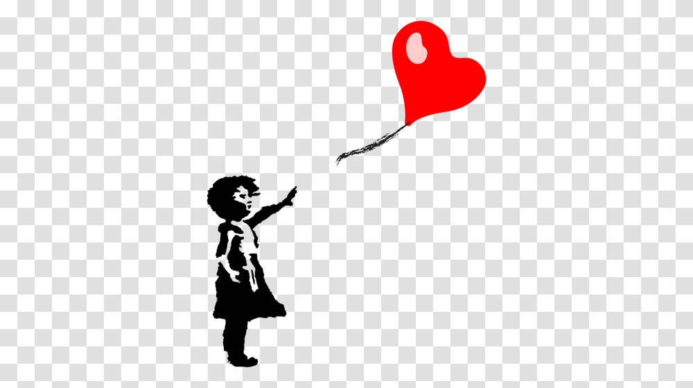 Free Little Girl Silhouette Vector, Heart Transparent Png