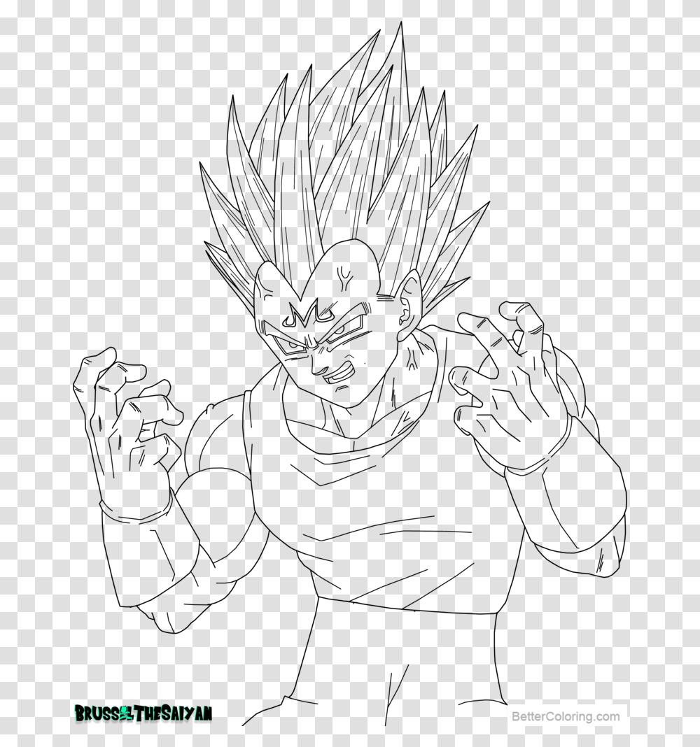 Free Majin Vegeta Coloring Pages Lineart By Brusselthesaiyan Majin Vegeta Coloring Pages, Gray, World Of Warcraft Transparent Png