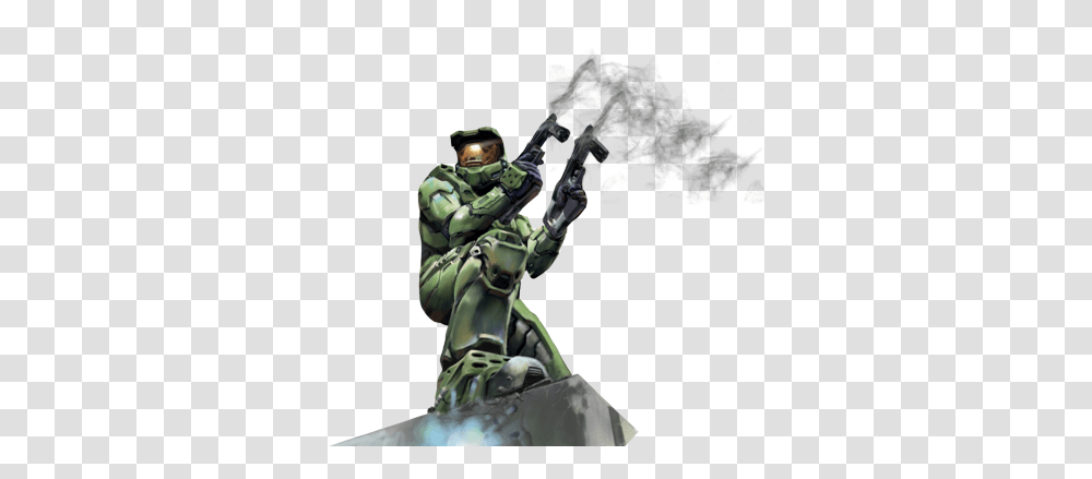 Free Master Chief Equipped With Smgs And Smoke On The Guns, Person, Human, Helmet Transparent Png