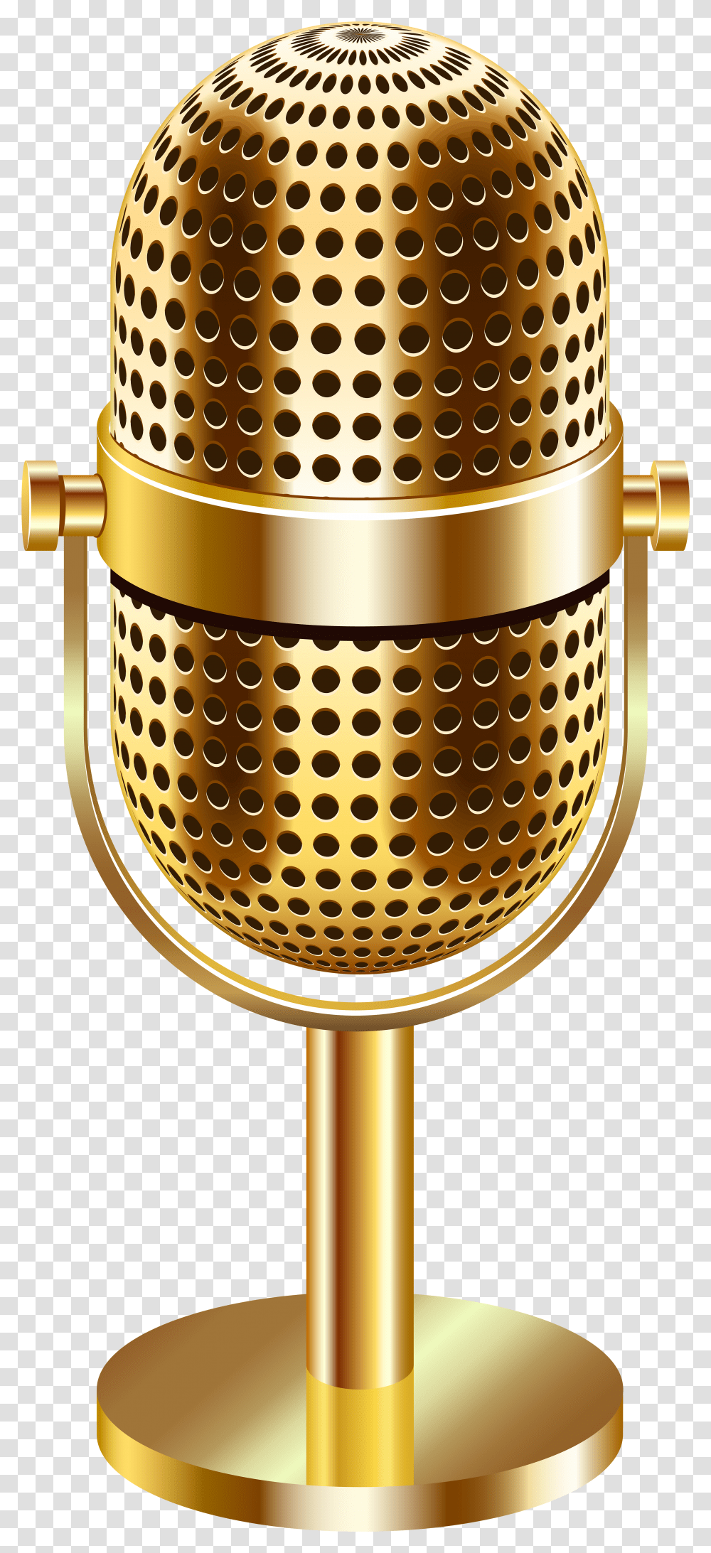 Free Mic Background Classic Gold Microphone, Lamp, Electrical Device Transparent Png