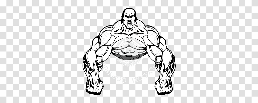 Free Muscle Man Line Art For Cartoon Muscle Man, Hand, Person, Sea Life, Animal Transparent Png