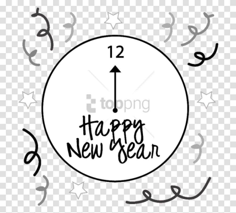 Free New Years Eve Clock Images Background New Years Eve Clip Art Black And White, Handwriting, Number Transparent Png