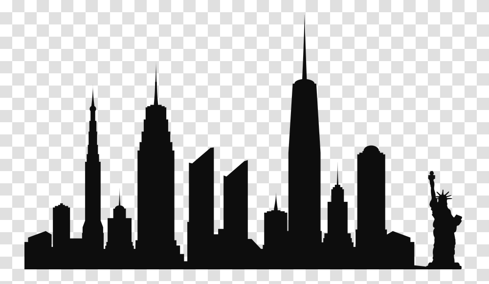 Free New York City Skyline Silhouette Clipart, Building, Architecture, Metropolis, Urban Transparent Png