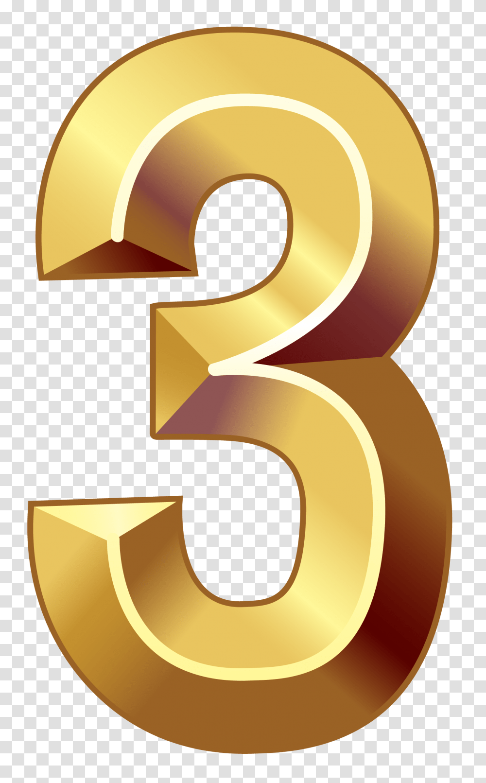 Free Number Clipart Gold Number 3 Gold Number 3, Symbol, Text Transparent Png