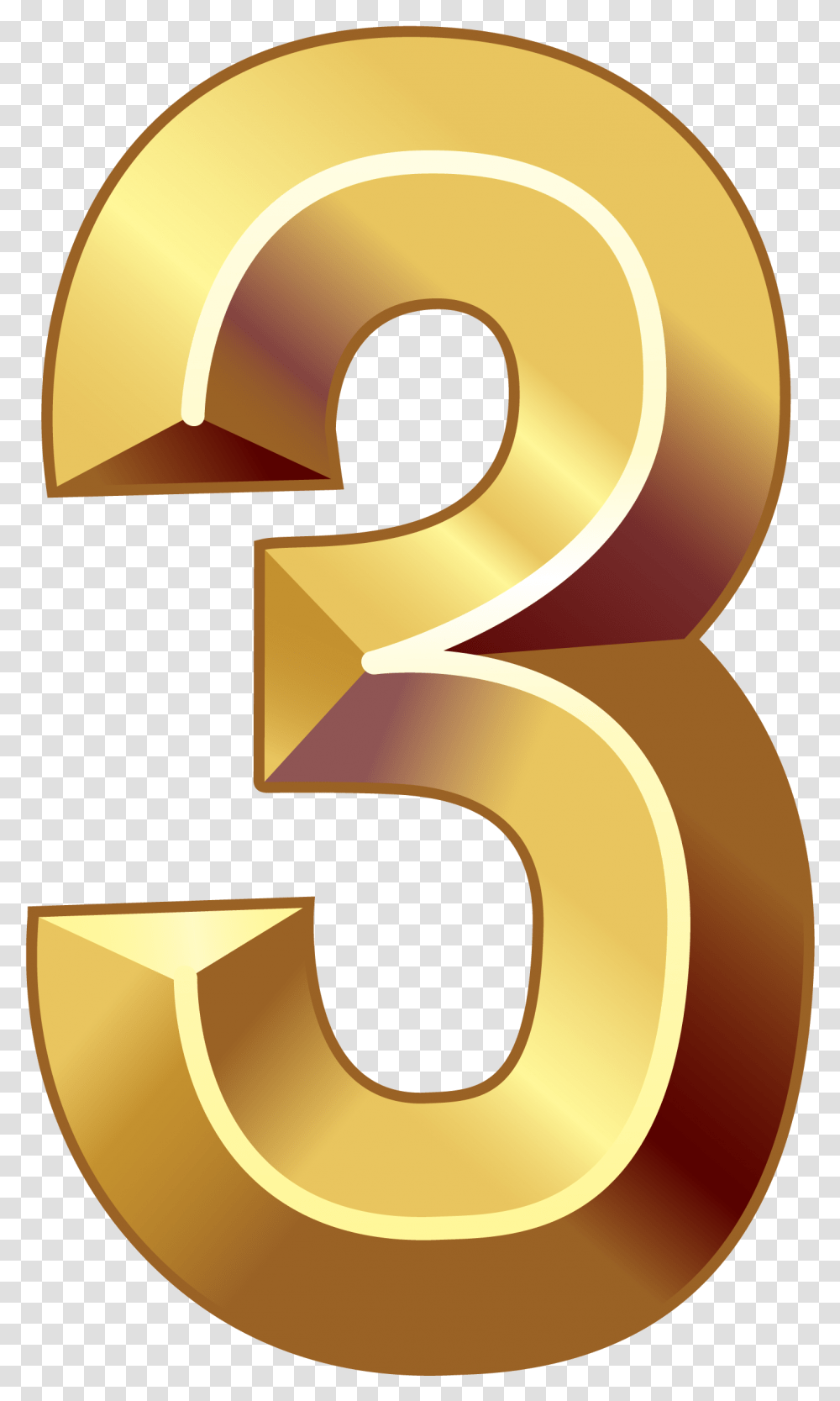 Free Number Three Gold Number 3, Symbol, Text, Lamp Transparent Png
