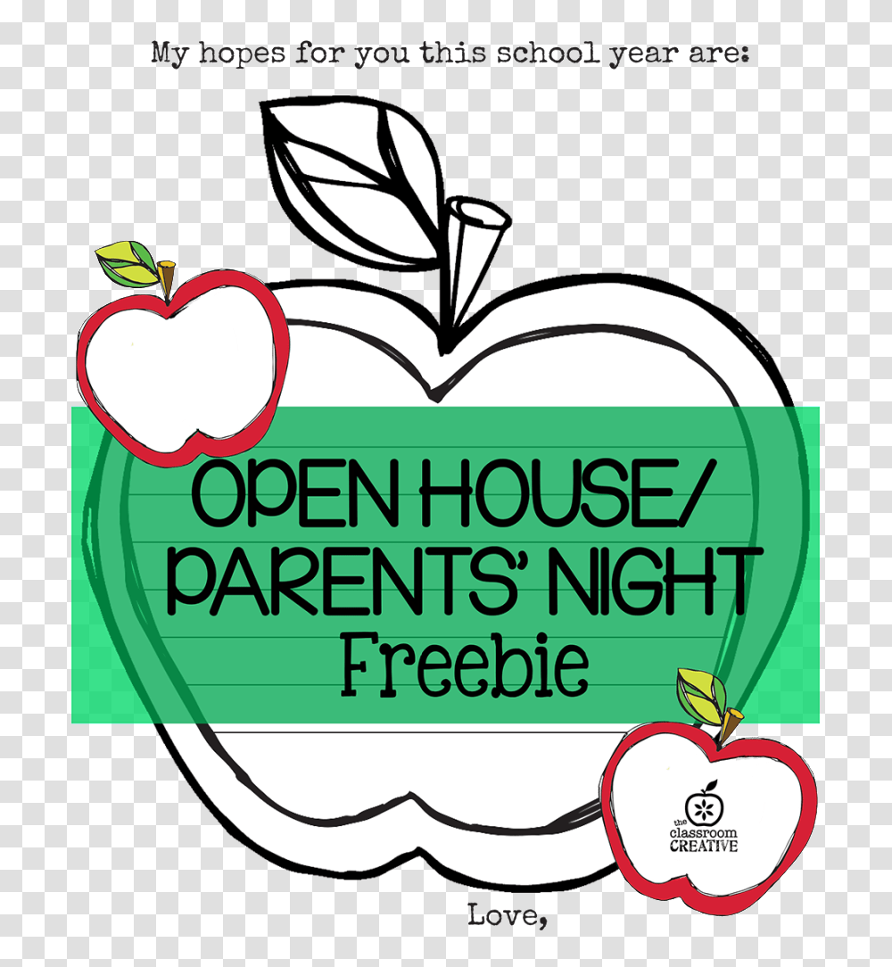 Free Open House Parents Night Printable Apple Themed, Label, Advertisement, Poster Transparent Png
