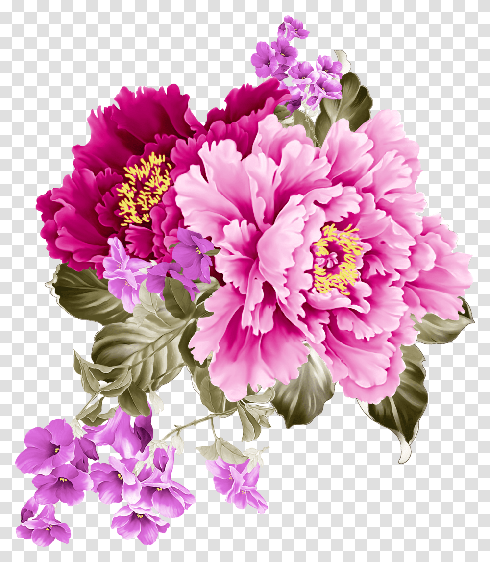 Free Peony Clipart Pink And Purple Flowers Transparent Png